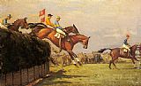 Brook Canvas Paintings - The Grand National Steeplechase Really True and Forbia at Beecher's Brook